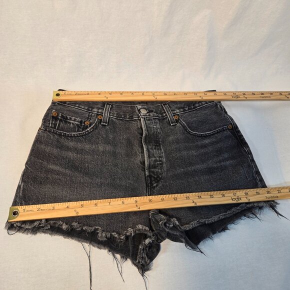 LEVI'S 501 Original Icon BOHO Black Hash Raw Hem Button Fly Jean Short Size W29 - Picture 13 of 16